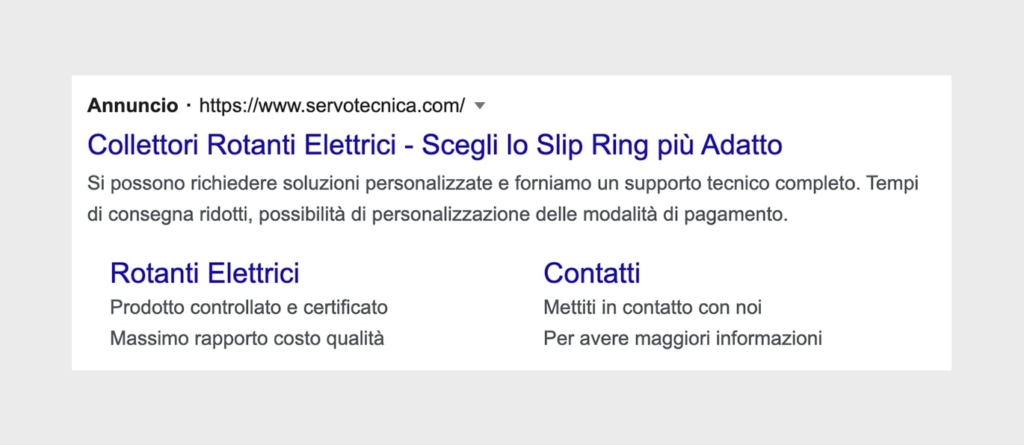 Esempio campagna Google Search